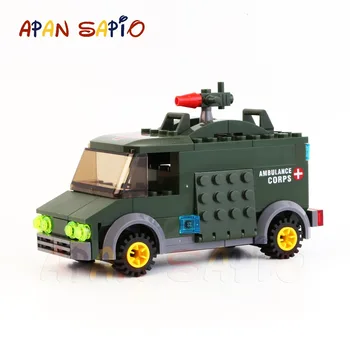 Stavební bloky auto 2. světové války Město Ambulance Model kompatibilní se Značkami Vzdělávací Hračky pro Děti Dárek k Narozeninám