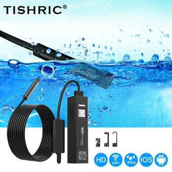 TISHRIC 8mm WI-fi Endoskop Fotoaparát, Měkké Kabel 2m Vodotěsné Endoskop Pro Auta LED Boroskop Fotoaparát Endoskop Pro Smartphone PC