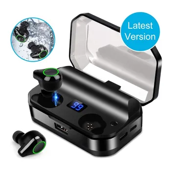 TWS Sluchátka 9D Stereo Bluetooth 5.0 Bezdrátové Sluchátka IPX7 Vodotěsné Sluchátka, LED Displej S Mic 3000mAh Nabíjecí Box