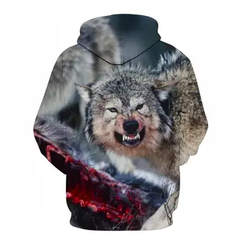 Unisex mikiny wolf 3D impreso pulver de manga larga de algodn con capucha sudadera Topy blusa conjunto moleton masculino