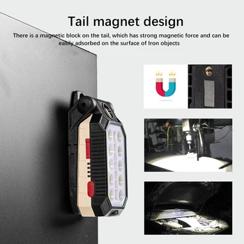 USB Dobíjecí COB+T6 Světlo Pracovní Přenosné LED Svítilna Nastavitelný Vodotěsné Camping Světlo Magnet Design s Zobrazení Výkonu