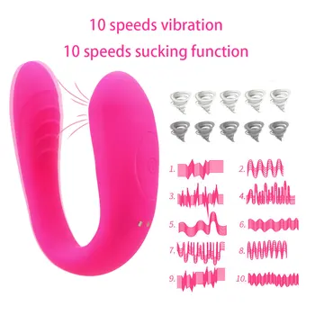 VATINE, Klitorisu, Pochvy Stimulátor Vibrátor, Sex Hračky pro Pár, Sání Vibrátor Pár Sdílet Tvaru U Ohebný G-spot Vibrátor