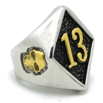 Velikosti 8-15 Hot Prodej Zlatý Biker Skull Ring, 316L Nerezové Oceli Muži Chlapec Cool Nové Úžasné štěstí, Kroužek 13