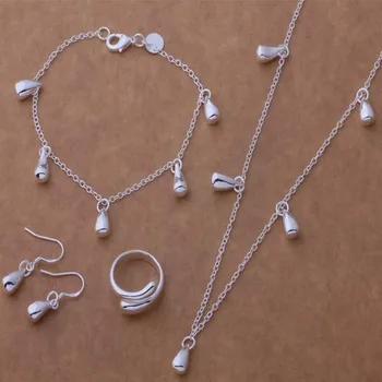 Velkoobchod Vysoce kvalitní stříbrný pozlacený Módní šperky Náhrdelník náušnice náramek kroužky WT-095