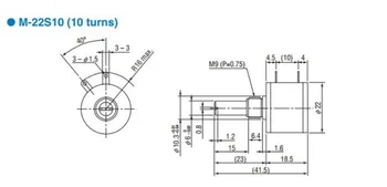 [VK] JAPONSKO původní KOPÁL M22S10 1K 2K 5K 10K 20K 100K průměr hřídele 6mm multi-kruh potenciometr 10 otočí vypínačem