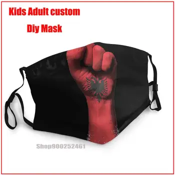 Vlajka Albánie Zvedl Zaťatou Pěst DIY maska adulte lavable prát opakovaně maska na obličej uxury designer maska na obličej