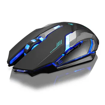 VOBERRY Wireless mouse dobíjecí mute pro stolní počítač notebook LED podsvícení světlo s USB rozhraní, cool herní myš