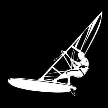 Volkrays Kreativní Auto Samolepka Windsurfing, Vodní Extrémní Sporty Příslušenství Reflexní Nepromokavá Černá/Stříbrná,14cm*16cm