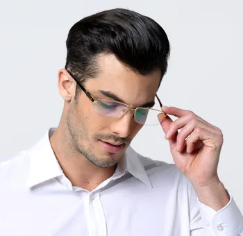 Vysoce kvalitní Titanové Brýle Rám Muži Náměstí Semi-bez Obrouček Stříbrná Zlatá Černá Zbraň Brýle Gafas Krátkozrakost oculos de grau masculino