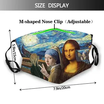 Výkřik Mona Lisa Selfie Ženy Opakovaně Obličejová Maska Anti Mlha Prachotěsný Masky S Filtry, Ochranné Víko Respirátor Utlumit