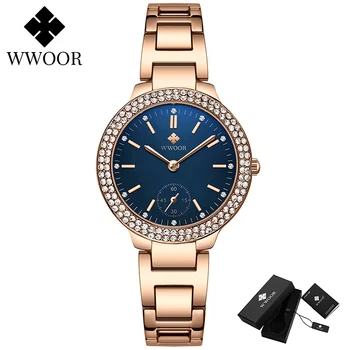 WWOOR Luxusní Ženy Hodinky 2020 Módní Top Švýcarsko Značky Dámské náramkové Hodinky Diamond Rose Gold Quartz Hodinky Ženy reloj mujer