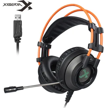 XIBERIA K9 PC Gamer Headset USB Virtuální 7.1 Zvuk Herní Sluchátka helmice, Stereo Bass Nejlepší Počítačové Sluchátka s Mic LED Světlo