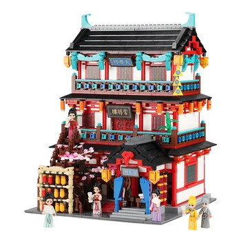 XINGBAO DIY Tang Dynastie Čínský styl městské architektury vista stavební bloky dětské hračky sestavený model Vzdělávací dárek