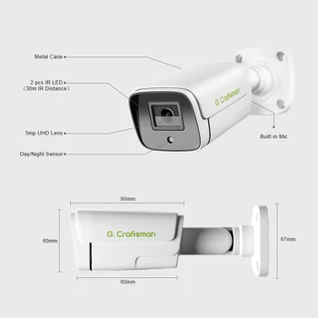 XMeye Venkovní IP Kamera s 5MP SONY POE IMX335 Tvář Audio Vodotěsné Infračervené Onvif Hik CCTV kamerový Bezpečnostní