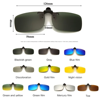 YAMEIZE Muži Náměstí Klip Na Polarizované sluneční Brýle Muži Flip Up Zrcátko Objektiv Noční Vidění Brýle, Samozabarvovací Brýle UV Jízdy