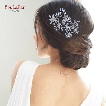YouLaPan HP78 Luxusní Stříbrné Svatební Vlasy Révy Čelenka Ručně vyráběné Svatební Headpieces Ohromující Svatební Vlasy Šperky Diadém Weddding