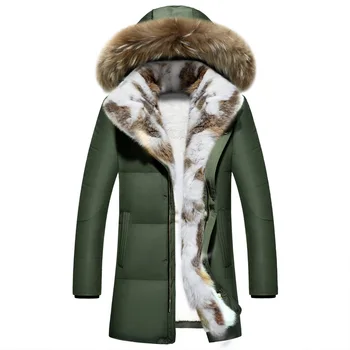 Zimní bunda muži vysoce kvalitní Pánské dlouhé dolů kabát Módní velké vlasy límec Silnější teplo s Kapucí pro volný čas park bunda Plus velikost