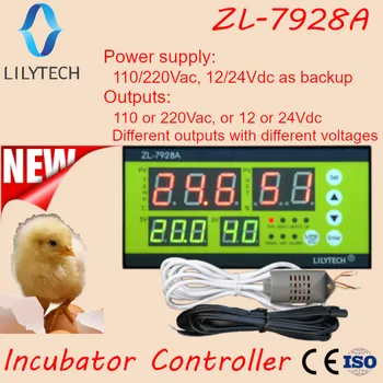 ZL-7928A, 100/220Vac,12V záložní Baterie,Suché výstupy,Multifunkční Automatický Inkubátor, Inkubátor Řadič, Lilytech,ZL-7918A