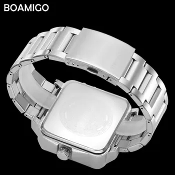 Značky BOAMIGO Led Digitální Hodinky Muži Auto Datum Fashion Square Quartz Náramkové hodinky Vodotěsné Nerezové Oceli Pánské Hodinky