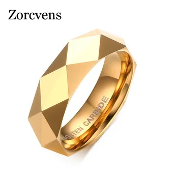 ZORCVENS 3 Barvy Mužů Kosočtverečné Karbidu Wolframu Slib Snubní prsteny Prsten Zlaté Barvy Zásnubní Prsten Šperky Muži