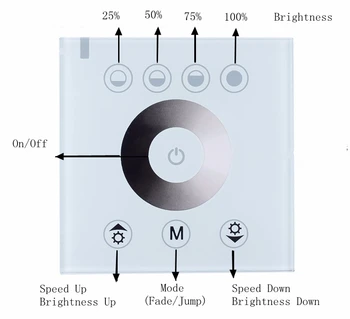 Černá/Bílá Jeden Barevný Dotykový Panel Regulátor jasu LED Strip Světlo Přepínač led Stmívač 2 Kanály DC12V-24V