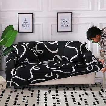 Černá bílá linka pohovka kryt gauč, potah Polyester lavičce Pokrývá Elastický stretch Nábytek Slipcovers Pro obývací pokoj, domácí