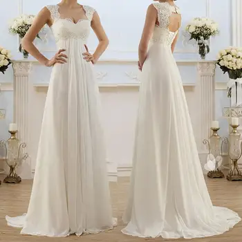 Čistě Bílé Svatební Šaty Elegantní Krajky Plus Velikost Šaty s hlubokým Výstřihem Maxi Šaty Sexy Vestido de novia YSM-5183