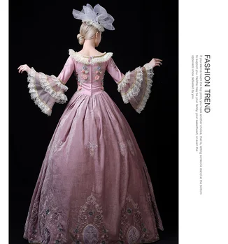 ženy Cosplay Středověké šaty party, plesové šaty maškarní zdobit Růžové off rameno Viktoriánské šaty kostým s kloboukem