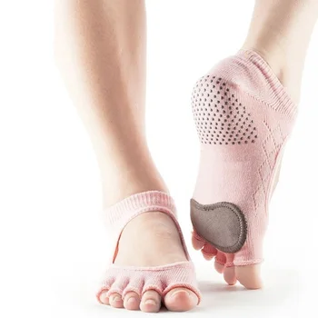 Ženy hovězí Kůže Silikonové Non-skluzu Jóga Ponožky Tlumení Pěti Prsty Pilates Fitness Balet Prodyšné Sportovní Ponožky Dobrou Přilnavost