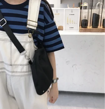 Ženy pytel jednoduchý styl měkké nylonové módní taška vintage messenger přes rameno dívka cross body bag black h2695Z