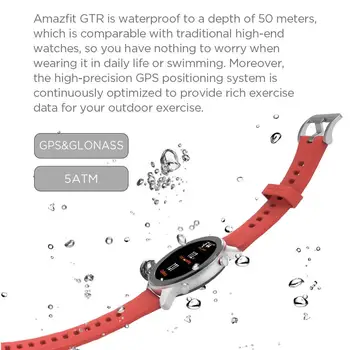 【Rychlé dodání】Globální Verze Amazfit GTR 42mm Chytré Hodinky 5ATM Hodinky s GPS 12 Životnost Baterie Music Control pro Android IOS